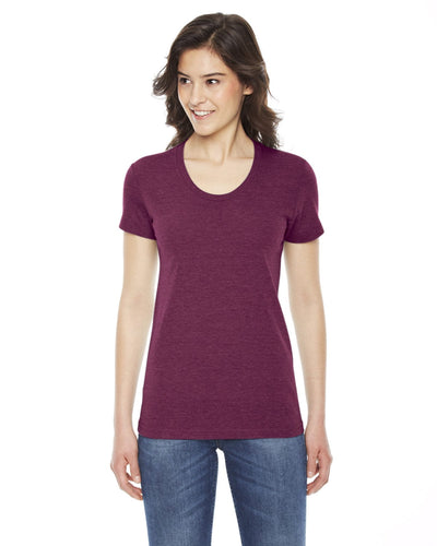 American Apparel Ladies Triblend Short Sleeve Track T-Shirt TR301W | Tri Cranberry - Front