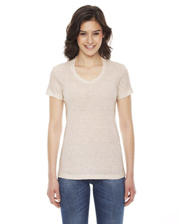 American Apparel Ladies Triblend Short Sleeve Track T-Shirt TR301W | Tri Oatmeal - Front