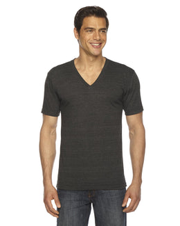 American Apparel Unisex Triblend Short Sleeve V-Neck TR461W | Tri Black - Front