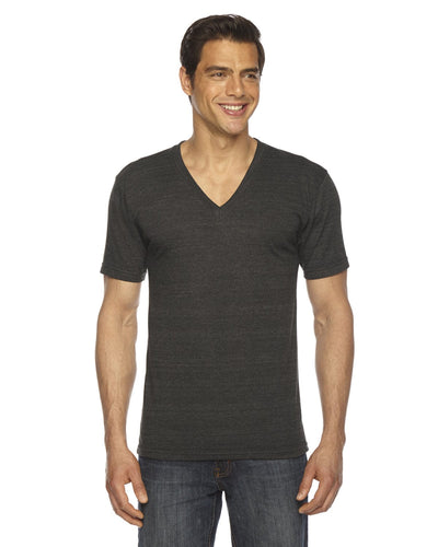 American Apparel Unisex Triblend Short Sleeve V-Neck TR461W | Tri Black - Front
