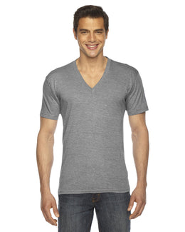 American Apparel Unisex Triblend Short Sleeve V-Neck TR461W | Athletic Grey - Front