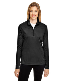 Team 365 Ladies Zone Performance Quarter-Zip TT31W | Black - Front