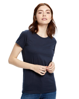 US Blanks Ladies Made in USA Short Sleeve Crew T-Shirt US100 | Navy Blue - Front
