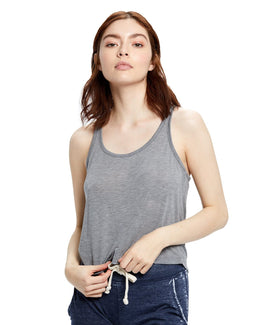 US Blanks Ladies Sheer Cropped Racer Tank US510 | Heather Grey - Front